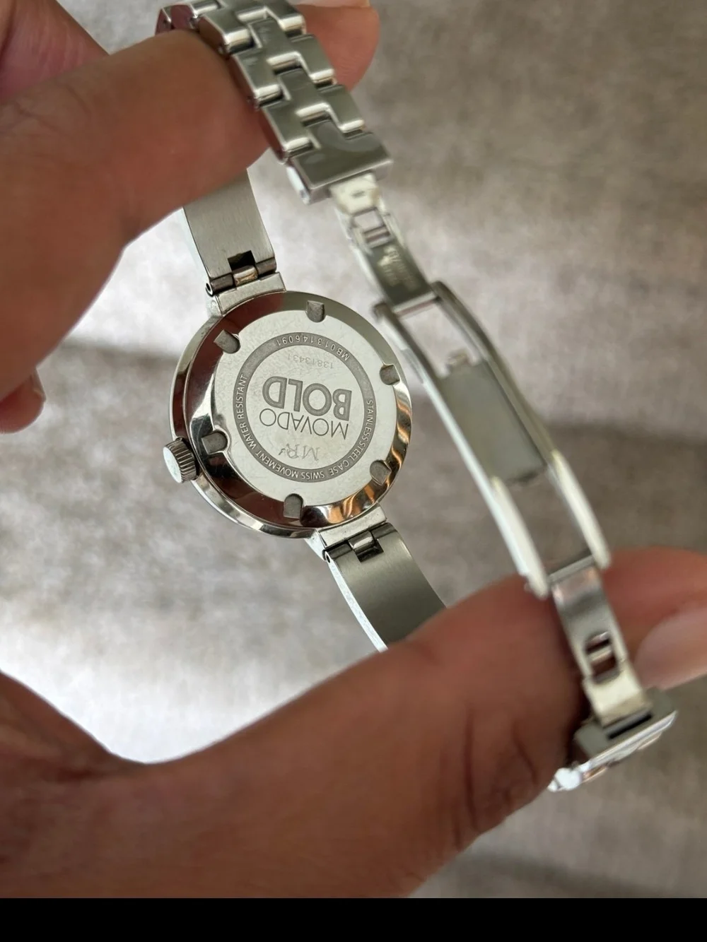 Movado Silver and Rose Gold Minimalist Bracelet Watch